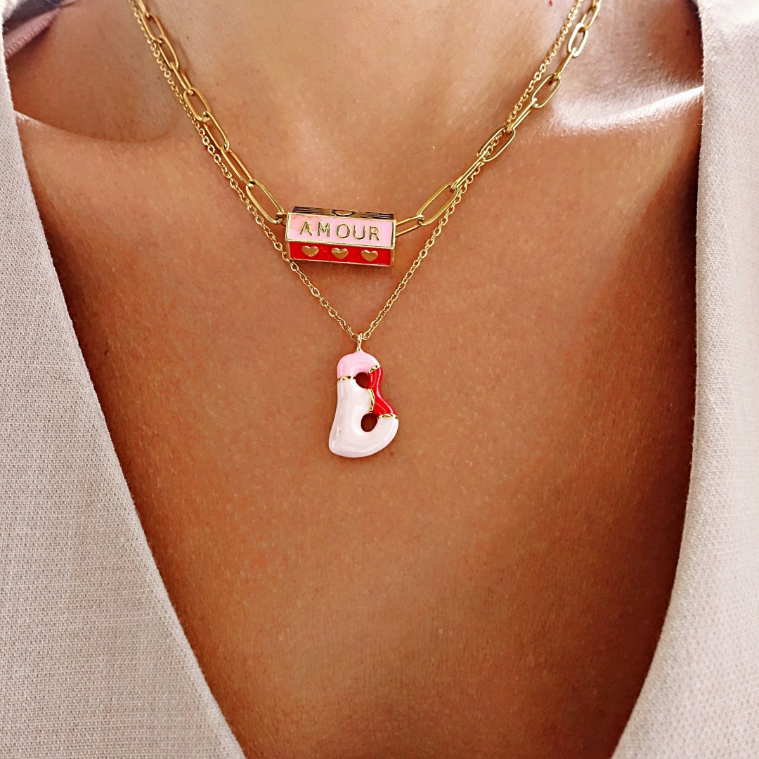 PINK B NECKLACE